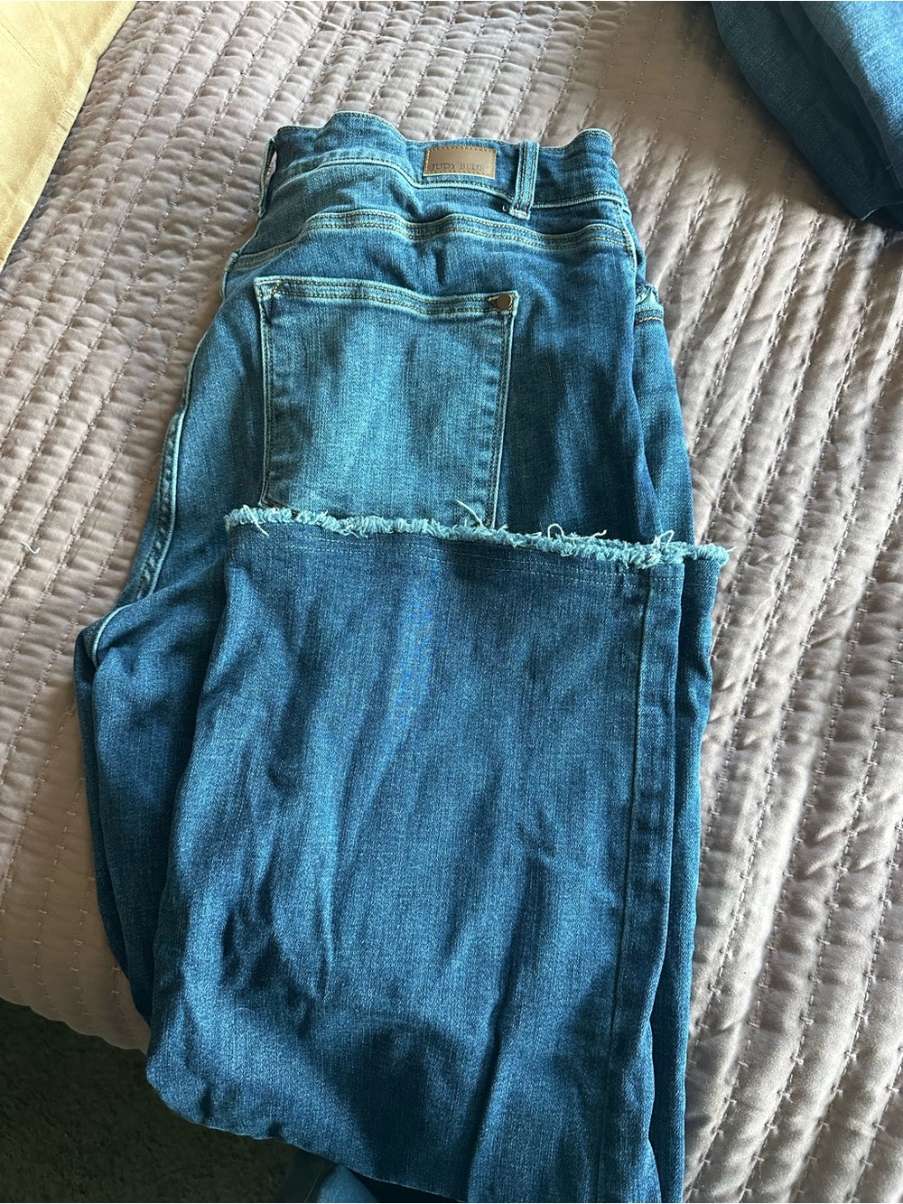 Judy Blue Medium Blue Wide Leg with Frayed Hem